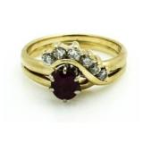 14kt Gold Pink Tourmaline & Diamond Dinner Ring