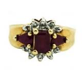 14kt Gold Genuine Ruby & Diamond Dinner Ring