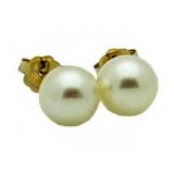 14kt Gold 7.25 mm Genuine Pearl Earrings