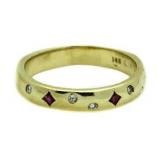 14kt Gold Genuine Ruby & Diamond Wedding Band