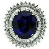 18kt Gold Oval 11.74 ct Sapphire & Diamond Ring