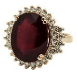 14kt Rose Gold Oval 23.60 ct Ruby & Diamond Ring
