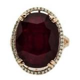 14kt Rose Gold Oval 20.33 ct Ruby & Diamond Ring