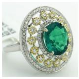 14kt Gold 4.85 ct Emerald & Diamond Ring