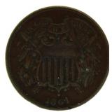 1864 Large Motto Variety 2 Cent Piece