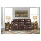 Ashley 502 LEATHER Pwr Rec Sofa W/Adj Headrest