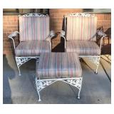 3 pc Iron Chairs & Ottoman