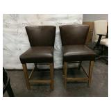 Brown leather barstools