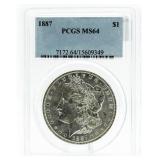 1887 MS64 Morgan Silver Dollar
