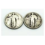 (2) 1925 & 1926 Standing Liberty Silver Quarters