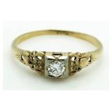 14kt Gold Vintage Diamond Solitaire Ring