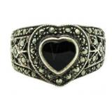 Gorgeous Onyx Heart Designer Estate Ring