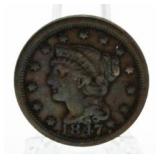 1847 Braided Hair Large Cent