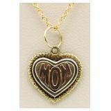 14kt Gold "Mom" Heart Pendant