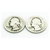 (2) 1936 & 39 Washington Silver Quarters