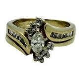 14kt Gold Marquise Cut 3/4 ct Diamond Wedding Set