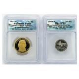 (2) ICG Certified Presidential Dollar & Nickel