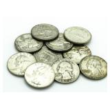 (10) Washington Silver Quarters