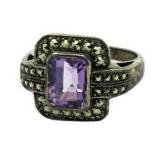 Vintage Emerald Cut Amethyst Estate Ring