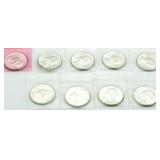 (10) 1960-D BU Washington Silver Quarters