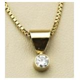 14kt Gold Brilliant Bezel Set Diamond Pendant