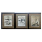 Set Of 3 Winter Scenes - Michael Sloan (Signed)