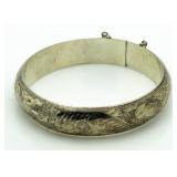 Etched Heavy Sterling Silver Braelet