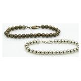 (2) Sterling Silver Estate Bead Bracelets