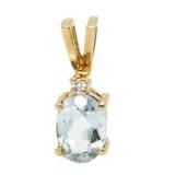 14kt Gold Genuine Blue Topaz & Diamond Pendant