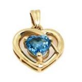 14kt Gold Blue Topaz Heart Pendant