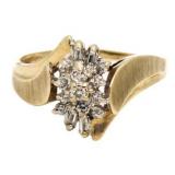 10kt Gold Briliant Diamond Waterfall Ring