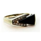 10kt Gold Trillion Onyx & Diamond Pinkie Ring