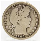 1905-S Barber Silver Half Dollar
