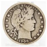 1908 Barber Silver Half Dollar