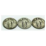 (3) 1927, 28 & 29  Standing Liberty Silver Quarter
