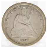 1861 Seated Liberty Silver Quarter