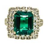 14kt Gold 7.30 ct Emerald & Diamond Ring