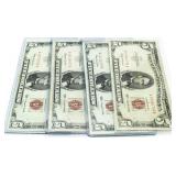 (4) 1963 Red Seal $5 Bank Notes