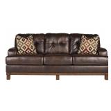 Ashley 974 LEATHER Wood Trim Designer Sofa