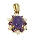 14kt Gold Amethyst & Pearl Designer Pendant