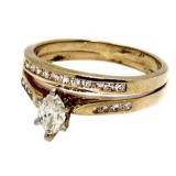 14kt Gold Marquise 3/4 ct Diamond Wedding Set