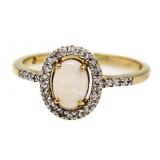 10kt Gold Fire Opal & Diamond Ring