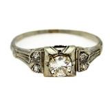 14kt Gold Antique Brilliant Diamond Solitaire Ring