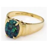 14kt Gold Oval Blue Opal Dinner Ring