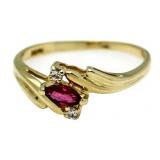 14kt Gold Genuine Ruby & Diamond Ring