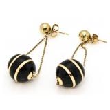 14kt Gold Black & Gold Designer Earrings