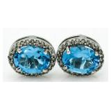 10kt Gold 3.84 ct Blue Topaz & Diamond Earrings