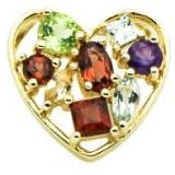 Fancy Cut Gemstone Heart Pendant