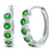 Quality Emerald Huggie Hoop Earrings