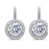 Brilliant 4.00 ct White Topaz Halo Earrings
